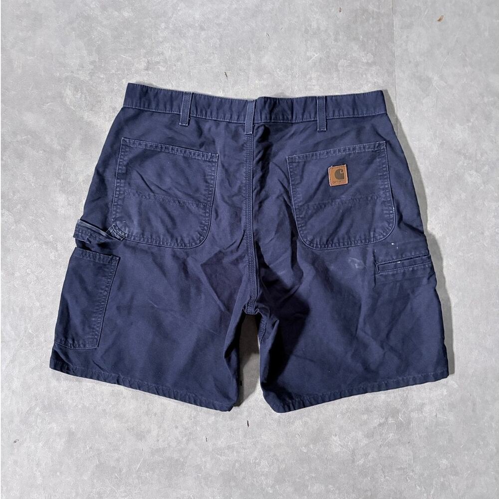 2000s Vintage Carhartt Distressed Navy Carpenter Shorts -36W